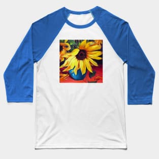 Classic Sunflower in Blue Vase Baseball T-Shirt